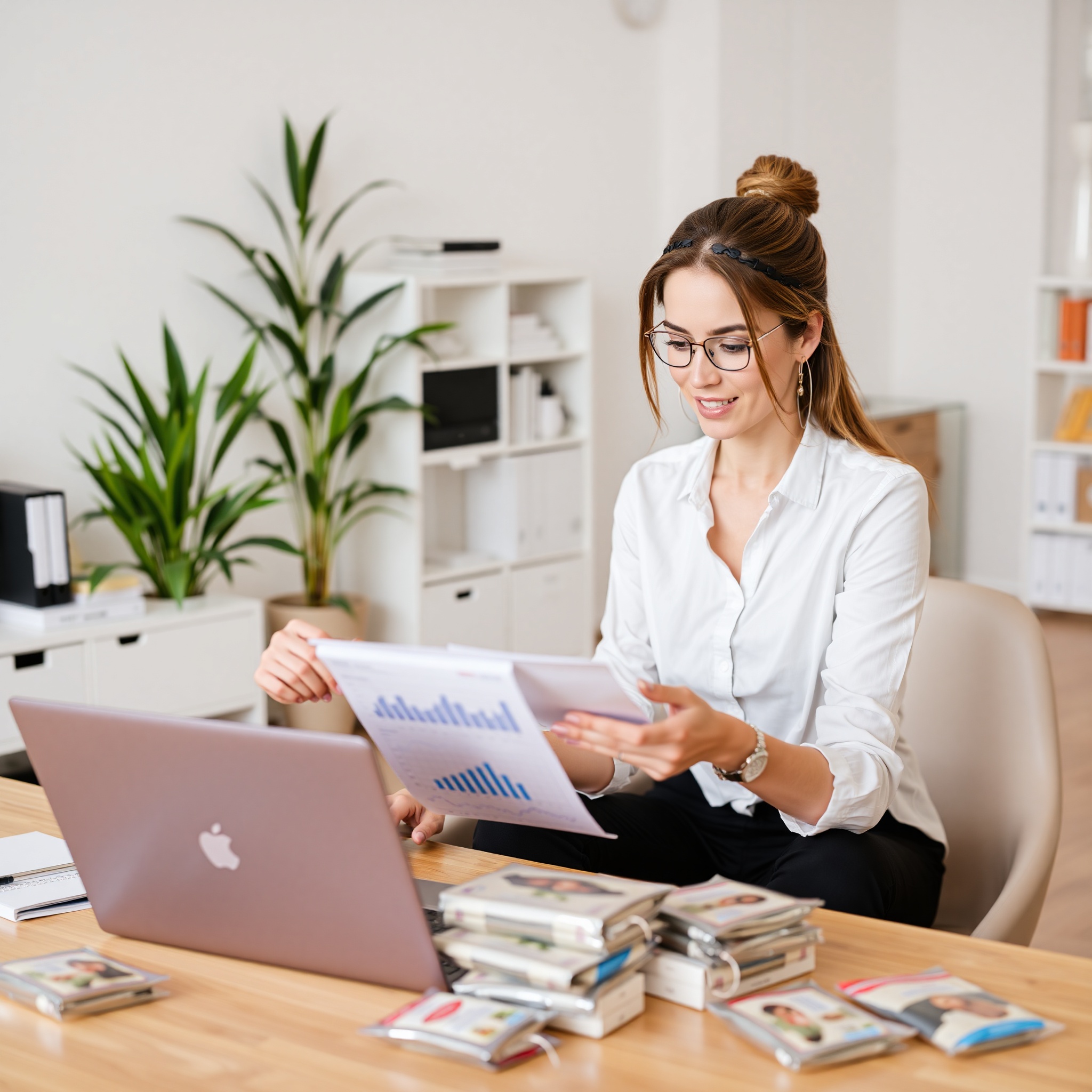 E-commerce entrepreneur analyzing sales data on laptop